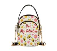 miaozhen Bee My Valentine - Bolso cruzado de piel con múltiples bolsillos para el trabajo, bolso cruzado para mujer