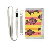 miaozhen Billeteras triples a rayas naranjas para hombre, para regalo de cumpleaños, estilo casual, delgada, con cordón, billetera para hombre, Naranja melocotón intenso a rayas, 1 size