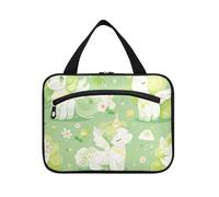 miaozhen Bolsa colgante de unicornios de dibujos animados verde fluorescente para mujer con gancho, diseño plegable para hombre, cartera para maquillaje, L, Unicornios de dibujos animados, verde