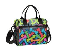 miaozhen - Bolsa de almuerzo con correa para el hombro ajustable con texto "I Love Dog Graffifiti, diseño colorido para profesor, para mujer, para oficina, almuerzo para hombre que Caliente