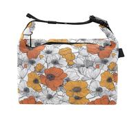 miaozhen Bolsa de almuerzo para niños, bolsa de almuerzo aislada de Macedonia del Norte, flores de belleza, bolsa de almuerzo cruzada para adultos para viajes al aire libre