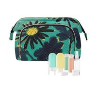 miaozhen Bolsa de cosméticos de viaje con diseño de margaritas negras para mujer, monedero, monedero, monedero, monedero, organizador de tarjetas, llaves, maquillaje, flor de margarita negra, Moderno
