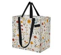 miaozhen Bolsa de lona de gran capacidad para cocina, bolsa de comestibles para mamá, para hombres, regalos de despedida de soltera, flores silvestres, color blanco roto