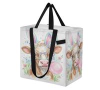 miaozhen Bolsa de lona para vacaciones, cocina, bolsa de comestibles, bolsa para profesores, regalos de dama de honor, acuarela, linda vaca