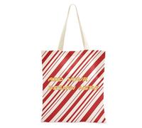 miaozhen Bolsa de lona personalizada a rayas rojas y blancas, de línea ancha, personalizada, bolsas de lona para mujer