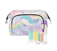 miaozhen Bolsa de maquillaje portátil para mujer, diseño de animales marinos y colores pastel, organizador de cosméticos, monedero chico para monedas, Colorido pastel animal marino soñador, Moderno