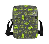 miaozhen Bolsa de mensajero para hombre, diseño de naves espaciales y coches, color gris y verde, correa ajustable para viajes