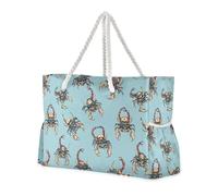 miaozhen Bolsa de playa a prueba de arena para viajes con cremallera, bolsa de mano japonesa de calavera de vainilla escorpión para escuela con bolsillos