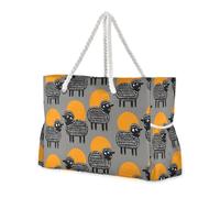 miaozhen Bolsa de playa impermeable plegable con cremallera, divertida bolsa de mano gris con corderos indios locos, buenas para viajes, piscina, natación, playa, vacaciones