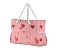 miaozhen Bolsa de playa impermeable plegable con cremallera para el día de San Valentín en forma de corazón, bolsas de viaje rosas para mujer, buenas para viajes, piscina, natación, playa, vacaciones