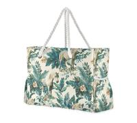 miaozhen Bolsa de playa portátil plegable con cremallera, poni tropical, Blu Ray, color blanco roto para el trabajo, ideal para viajes, piscina, natación, playa, vacaciones