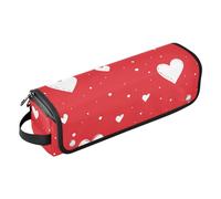miaozhen Bolsa de viaje para herramientas para el cabello con alfombrilla de hierro, soporte de viaje para planchas planas, alisadores, rizadores, corazones rojos para el día de San Valentín,