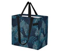 miaozhen Bolsa grande de lona para vacaciones, cocina, comestibles, bolsa diaria para hombres, recuerdos de boda, viajes, América, cebras, azul y negro