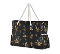miaozhen Bolsa resistente e impermeable para la playa con cremallera, diseño de pingüino, bohemio, otoño, color negro, bolsas grandes para el trabajo, buenas para viajes, piscina, natación, playa