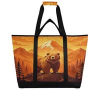 miaozhen Bolsa térmica aislada de gran capacidad que mantiene la comida caliente o fría, bolsa de comestibles aislada para uso diario, comestibles, entrega de alimentos, compras, oso pardo, puesta de