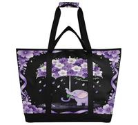 miaozhen Bolsa térmica grande de lados suaves que mantiene la comida caliente o fría, bolsa de playa con compartimento enfriador para playa, viajes, picnics, I Will Remember You, flor morada
