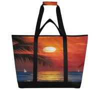miaozhen Bolsa térmica térmica de gran capacidad que mantiene la comida caliente o fría, para uso diario, comestibles, entrega de alimentos, compras, playa, verano, puesta de sol, mar