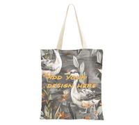 miaozhen Bolsas de compras de lona personalizadas para comestibles, acuarela, pato salvaje, oliva, gris oscuro, personalizable, bonita bolsa de lona para viajes