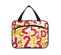 miaozhen Bolsas de cosméticos colgantes con números del alfabeto rojo y amarillo para mujer, con gancho, diseño compacto para accesorios de viaje, envase para perfume de L, Números del alfabeto rojo y