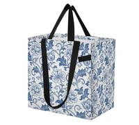 miaozhen Bolsas de lona de tela para la cocina, bolsas de compras casuales para mujeres, kit de parto de maternidad, esencial, vintage, azul, rosa, William Morris, blanco