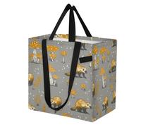 miaozhen Bolsas de lona grandes y resistentes para la cocina, bolsas de comestibles, bolsa de manualidades para mujeres, viajes, playa, fiesta, vida silvestre, hongo de lobezno, gris y dorado