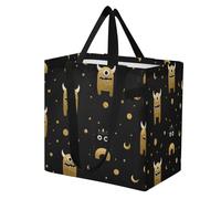 miaozhen Bolsas de lona gruesas para cocina, para dama de honor, para hombre, hospital, compras, playa, viajes, monstruos divertidos, negro y dorado