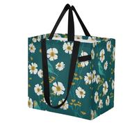 miaozhen Bolsas de lona gruesas para la cocina, bolsas de comestibles, bolsa de alberca para mujeres, compras, viajes, Américas, Kea, flores silvestres, turquesa