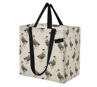 miaozhen Bolsas de lona reutilizables para cocina, bolsas de compras para hombres, viajes, playa, boda, lavandería, lunares, color blanco a rayas