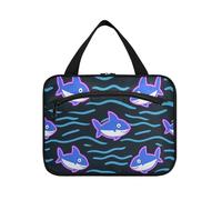 miaozhen Bolsas de maquillaje colgantes fluorescentes con diseño de olas de mar con gancho, diseño plegable para viajeros, maletín para maquillaje, L, Patrón fluorescente de olas de mar, Moderno