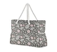 miaozhen Bolsas de viaje para mujer a prueba de arena con cremallera, diseño vintage de flores rosas, William Morris, bolsas grandes de trabajo para mujer, buenas para viajes, piscina, natación, playa