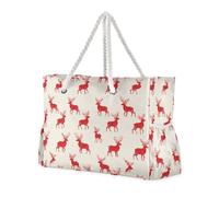 miaozhen Bolsas portátiles con cremallera para viajes con cremallera, diseño de bestia, reno, color blanco roto para mujer, ideales para viajes, piscina, natación, playa, vacaciones