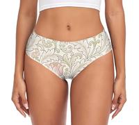 miaozhen Bragas de bambú para mujer, diseño vintage de tulipanes rosas William Morris, bragas triangulares hipster orgánicas