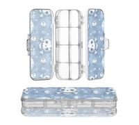 miaozhen Caja de almacenamiento transparente de doble cubierta para lápices, surrealismo, piratas, azul bebé, transparente, para bolígrafos, suministros de papelería con tapa