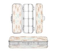 miaozhen Caja de lápices de plástico transparente de doble capa I Love Cats Paw Khaki Estuche duro para suministros de arte con tapa a presión