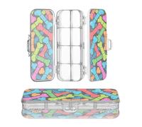 miaozhen Caja de lápices de plástico transparente de doble cubierta con texto en inglés "I Love Dog", cajas coloridas para bolígrafos y suministros de papelería con tapa a presión