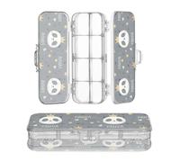 miaozhen Caja de lápices transparente de doble cubierta, diseño de panda, rey y estrella, color gris, cajas rígidas para manualidades con tapa a presión
