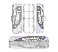 miaozhen Caja transparente para lápices de doble cubierta, diseño de pelota con texto "Just Play Basket Ball", color morado