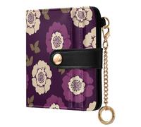 miaozhen Cartera plegable de piel sintética para mujer, bonita cartera de piel sintética compacta de Inglaterra Tudor rosa, caqui, morado, para mujer