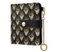 miaozhen Cartera plegable para mujer, estilo afro samurái, pavo real, dorado, blanco, cartera de piel sintética para mujeres, niños y niñas