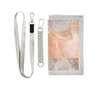miaozhen Cartera plegable triple con huellas de purpurina gris melocotón dorado para viajes, carteras delgadas simples y coloridas para hombres con cordón para hombre, Rastros de purpurina dorada y