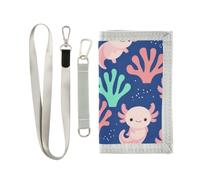 miaozhen Cartera triple para hombre con diseño de axolotl mar coral azul marino
