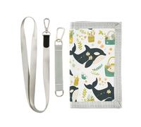 miaozhen Cartera triple para hombre, diseño de dibujos animados, color verde orca