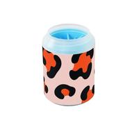 miaozhen Cepillo de silicona suave portátil con estampado de leopardo rojo salmón rojo para mascotas, suministros de aseo para gatos, perros y perros