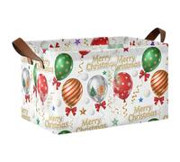 miaozhen Cestas de almacenamiento de globos coloridos de Feliz Navidad, organizadores de armario de tela con asas, estante de cocina, baño, armario para dormitorio, sala de estar, baño, decoración de