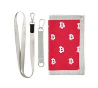 miaozhen Clip triple para billetera para hombre, blanco, letrero Bitcoin rojo