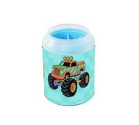 miaozhen Colorido Monster Truck Fire Turquoise - Limpiador portátil de patas con cepillo de silicona suave para mascotas, adecuado para perros pequeños, medianos y grandes, accesorios para Perros