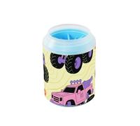 miaozhen Colorido Monster Truck Fire Yellow Cepillo portátil de silicona para mascotas, kit de limpieza adecuado para perros pequeños, medianos y grandes, limpiador de patas para perros