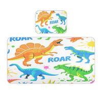 miaozhen Cubrecolchón refrescante para bebé de 28 x 52 pulgadas, ultra suave, diseño de dinosaurio de dibujos animados, color naranja y verde, para niños y adultos