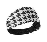 miaozhen Diadema clásica de pata de gallo negra y blanca que absorbe la humedad, banda elástica para lavarse la cara, gimnasio, fútbol, banda para la cabeza