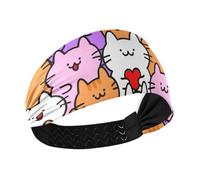 miaozhen Diadema elástica para mujer, diseño de corazón y gato, diseño de dibujos animados, para yoga, atletismo, deportes, correr, uso diario, diadema para ni? as